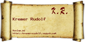 Kremer Rudolf névjegykártya